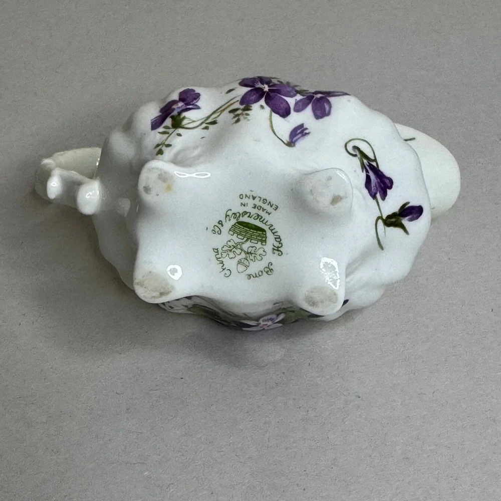 Hammersley & Co Bone China Victorian Violets Creamer Pitcher Gold Trim England